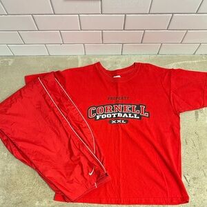 Vintage Red Nike Windpants with Cornell Football Shirt